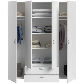 furn.design Kleiderschrank "Enjour" in weiß Drehtürenschrank 4-türig 160 cm, 6 Wäschefächer - Weiß