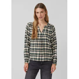 s.Oliver Karo-Bluse mit Faltendetail und elastischen Ärmelbündchen Petrol 42