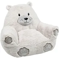 Kindersessel Bodensessel Pouf 45x45x45 cm weiß plüsch weich für Kinderzimmer