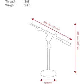 Showgear Desk Microphone Stand 390-600 mm