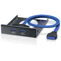 CSL USB 3.0 2-Port Frontpanel für 3,5" Laufwerkschächte - 2x USB 3.0 Buchse Typ A | bis zu 5Gb/s - Schwarz