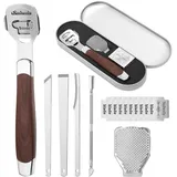 7-in-1 Hornhauthobel Edelstahl Fußpflege Set mit 10 Ersatzklingen