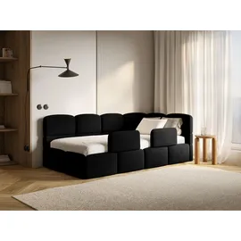 Selsey Cloudy – Kinderbett 120x200, Kopfteil rechts, Matratze & Bettkasten, Samt Schwarz
