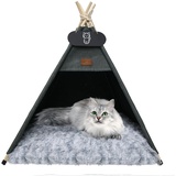 Whiwhi Tipi Zelt für Haustiere Katzenzelt mit Doppelseitiger Plüsch Matte Luxery Hundezelte Hundehöhle Abnehmbar und Waschbar Haustierhäuser 60x60x70cm