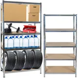 MT MALATEC Schwerlastregal 220 x 100 x 45 cm bis 875 kg Belastbar Verzinkt Kellerregal Werkstattregal Lagerregal Steckregal Schrank Stahl 23766