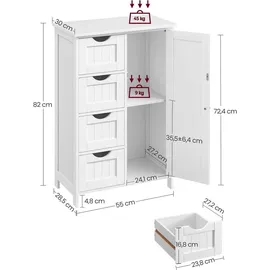 VASAGLE Badezimmerschrank 30 x 55 x 82 cm Weiß