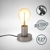 B.K.Licht Retro Tischlampe Vintage Tischleuchte Wohnraum Flur Edison E27 matt-nickel