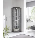 möbelando Eckvitrine Vitrinenschrank Glasvitrine Vitrine Berlin I Schwarz