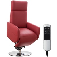 Cavadore TV-Sessel Cobra / Fernsehsessel mit 2 E-Motoren, Akku und Aufstehhilfe / Relaxfunktion, Liegefunktion / Ergonomie S / 71 x 108 x 82 / Echtleder Rot
