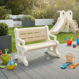joyz Kindersitzbank Outdoor 81,5 x 59,5 x 48 cm Kunststoff braun/weiß