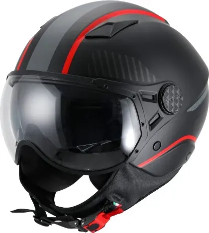 Vito Lavori Deco, casque ouvert - Mat Noir/Gris/Rouge - S