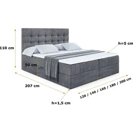 altdecor Boxbett, mit Matratze und Lattenrost - BERO - 160x200 Dunkelgrau