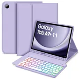 Bettdow für Samsung Galaxy Tab A9+/A9 Plus 2023 Tastatur Hülle, Deutsch QWERTZ Layout Abnehmbarer Beleuchtete Tastatur, Hülle mit Stifthalter für Galaxy Tab A9+ 11 Zoll SM-X210/X215/X216, Lila