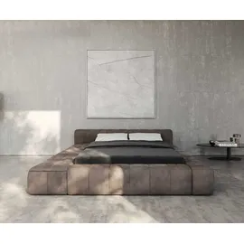 DeLife Polsterbettgestell Espazio 140x200 cm Mikrofaser Taupe Vintage mit Stauraum, Polsterbetten