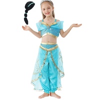 Lito Angels Prinzessin Jasmin Kostüm Kleid für Kinder Mädchen mit Perücke Bauchtanz Verkleidung Größe 6-7 Jahre 122