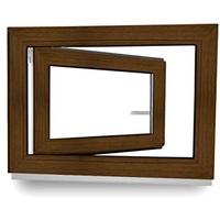 Kellerfenster - Fenster - Dreh- & Kippfunktion - innen nussbaum/außen nussbaum - BxH: 70 x 40 cm - 700 x 400 mm - DIN Rechts - 2 fach Verglasung - 60 mm Profil