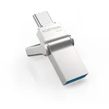 KOOTION USB Stick 64GB Mini USB Stick C USB 3.0 Speicherstick OTG 2 in 1 Flash-Laufwerk Type C Flash Drive USB-C Memory Stick für Typ C Handy Android, PC, Tablet, Sliver