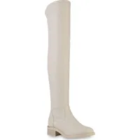 VAN HILL Damen Leicht Gefütterte Overknees Stiefel Schuhe 840778, Farbe: Beige, Größe: 36 - Beige - 36