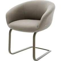 DeLife Freischwinger Vinka-Flex mit Armlehnen Echt-Leder Schlamm Freischwinger flach Effektfinish Titan Taschenfederkern,