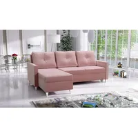 Best for Home Ecksofa Ecksofa Brad Maxi mit Schlaffunktion & 2 Bettkästen, inkl. Kissen, Schlaffunktion rosa