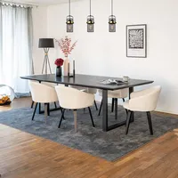 Home Deluxe – Esstisch-Set AVENCIA mit 6 Stühlen CELESTE Weiß - Farbe: Dark Oak, Maße: 240 x 76 x 120 cm, U-Fuß I Essgruppe Ausziehtisch Essz... - Braun