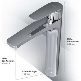 AM PM Waschtischarmatur Hoch, Wasserhahn Bad Waschbecken Armatur Einhebelmischer Badarmatur, Mischbatterie für Badezimmer, Aufsatzwaschbecken