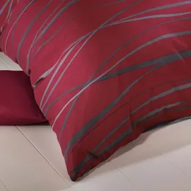 Traumschlaf Biber Bettwäsche Motion rubin 200x220 cm + 2x 80x80 cm - rot;grau