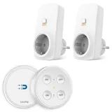 LoraTap Funksteckdosen 2er Set mit Fernbedienung, 200m Funkreichweite, drahtlose Ein/Aus Schaltung von Geräten bis 2500W