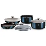 Berlinger Haus Metallic Line Topf-Set 6-tlg. 3 x Kasserole + Pfanne + 2 x Kunststoffdeckel aquamarine