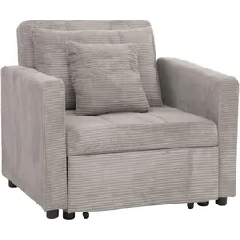 MCW Schlafsessel MCW-L90 Cord 200 x 100 x 70 cm Grau mit Schlaffunktion