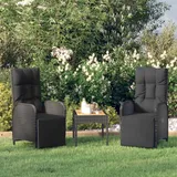 Keketa Garten Liegestuhl Relaxsessel mit Kissen Gartensessel Verstellbar mit Liegefunktion Gartensessel Gartenstuhl Sessel Stuhl Liegesessel Garten Liegestuhl 2 STK. Poly Rattan Schwarz