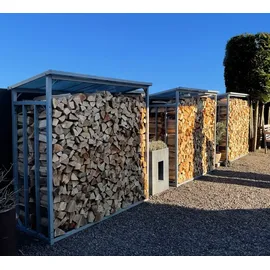 Quick Star Kaminholzregal Aluminium 185 x 70 x 185 cm mit Wetterschutz Grau/Transparent