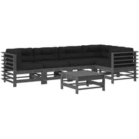 vidaXL 6-tlg Garten-Lounge-Set mit Kissen Grau Massivholz Modell 10