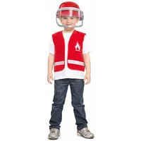 Panelize® Feuerwehr Feuerwehrweste mit Feuerwehrhelm oder Polizeiweste mit Dienstausweis Kinderkostüm (104, Feuerwehr)
