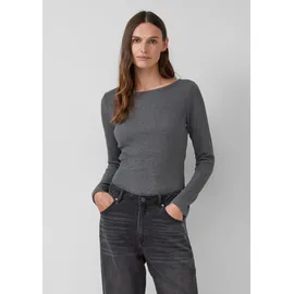 s.Oliver Geripptes Langarmshirt mit Knopf-Detail am Arm - grau - 42