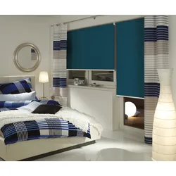 Rollo GARDINIA "Seitenzugrollo Thermo energiesparend", blau, B:82cm H:160cm, Polyester, Rollos, Schrauben, Thermo Rückseite