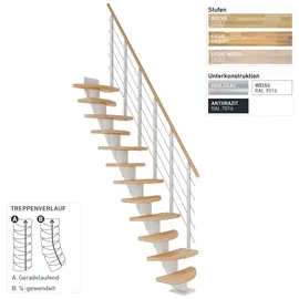 DOLLE Mittelholmtreppe Berlin 64 cm Buche geölt Metall Perlgrau
