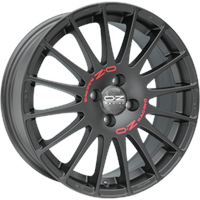 OZ OZ, Superturismo GT, 7x17 ET35 4x100 68, matt schwarz mit roter Schrift