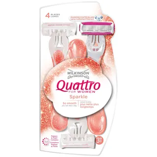 Wilkinson Sword Quattro Sparkle Einwegrasierer für Frauen, 3 Stück