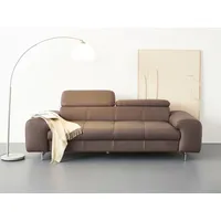 3-Sitzer COTTA "Chef", braun (cocoa), B:227cm H:72cm T:105cm, Luxus-Microfaser (100% Polyester);Softlux-Kunstleder;NaturLEDER (echtes Rindsleder)), Rückseite mit Spannstoff bezogen;Leder ADVANTAGE (abgedecktes Spalt-Rindsleder), Rückseite mit Spannstoff bezogen, Sofas, Big-Sofa mit Kopfteilverstellung, edle Metallkufen