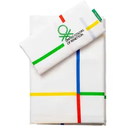 Benetton - 3-teiliges Bettwäscheset (Spannbettlaken 140 x 200 + 30 cm, Arbeitsplatte 240 x 240 cm, Kissenbezug 45 x 115 cm)