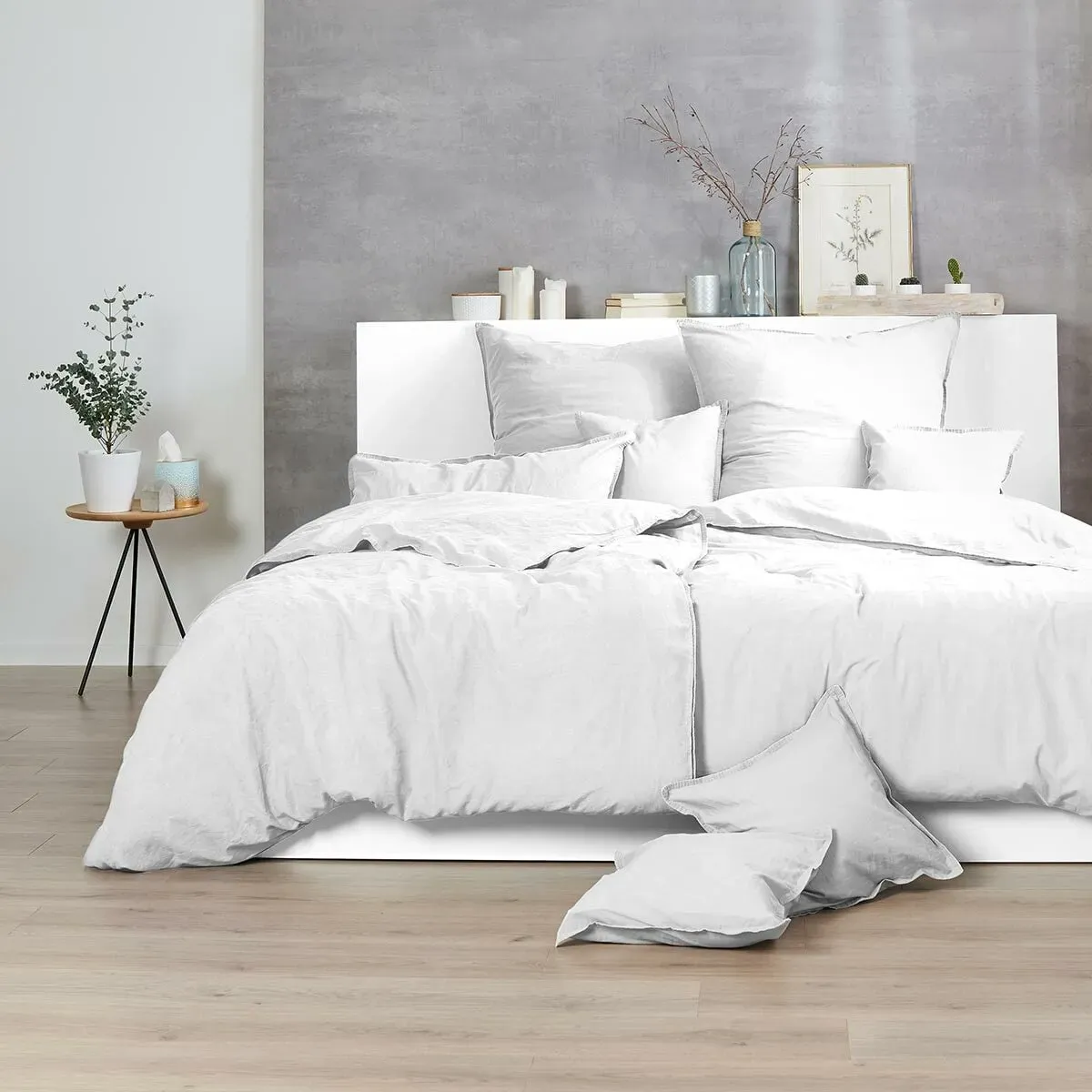 Enrico Coss Bettwäsche Stonewashed 140x200 cm + 70x90 cm | weiss - weiß
