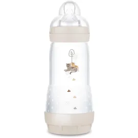 MAM Easy Start Anti-Colic Babyflasche (320 ml), Milchflasche für die Kombination mit dem Stillen, Baby Trinkflasche mit Bodenventil gegen Koliken & Sauger Größe 2, 4+ Monate, Tiger, beige