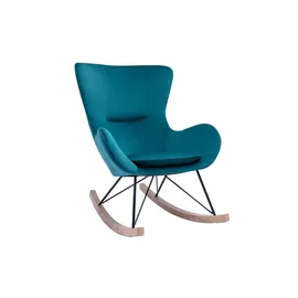 miliboo Design-Schaukelstuhl Velours petrol