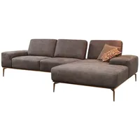 W.SCHILLIG Ecksofa run, Designsofa mit tollem Sitzkomfort, bequem, L-Form, mit Holzsockel, Füße in Bronze pulverbeschichtet, Breite 319 cm braun