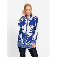 Heine Langarm-Bluse in royalblau-ecru-bedruckt | Gr.: 48