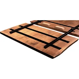 SAM Outillage Esstisch Baumkante Akazie natur 200(300)x100 Ansteckplatten silber ADINA