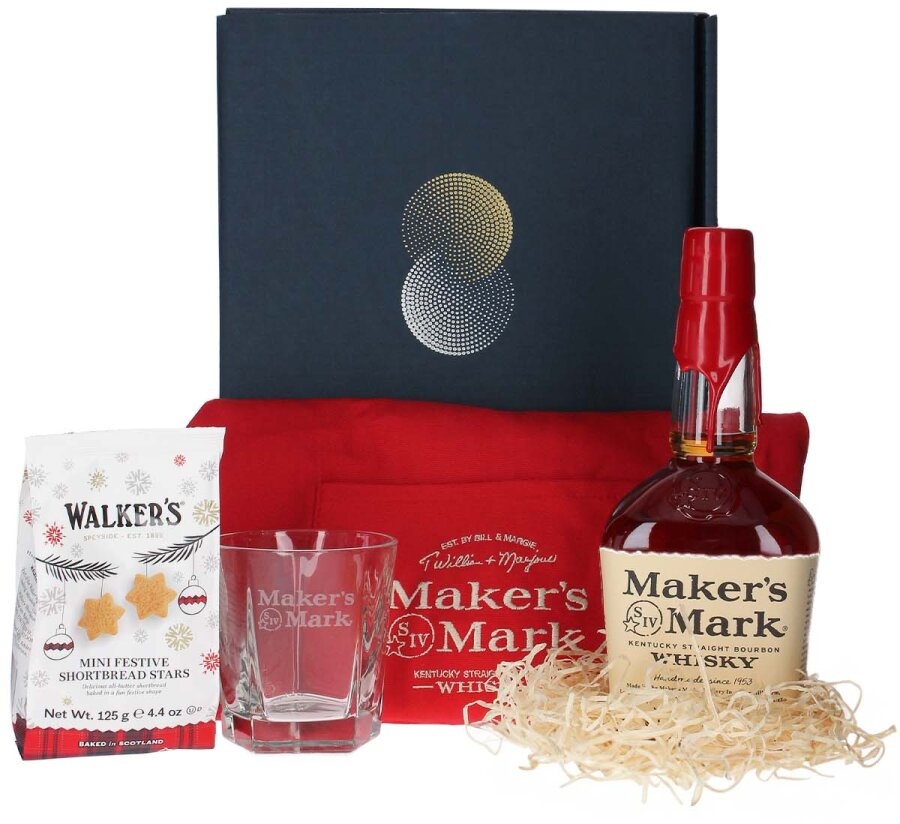 Maker's Mark mit Glas & Schürze & Walkers Shortbread Sterne 125g -...