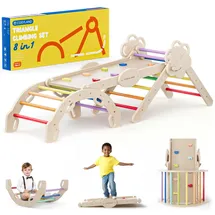COSYLAND Kletterbogen Indoor 8-in-1 Set mit Rutsche Regenbogenfarben
