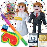 Pinata Party-Dekoration zum Befüllen mit Süßigkeiten für Kinder-Geburtstag Hochzeit Party Feiern (Brautpaar + Stab & Augenmaske)
